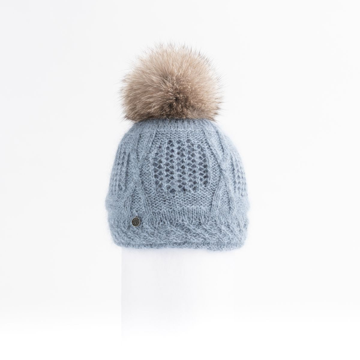 VALE-P - ANGORA BEANIE WITH UPCYCLED FUR POM