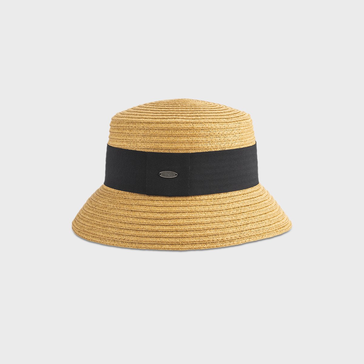CEANE FLAT TOP CLOCHE IN PAPER STRAW WITH GROSSGRAIN RIBBON
