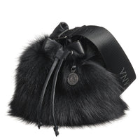 GABBIE F - LEATHER DRAW CORD POUCH BAG W UPCYCLED FUR