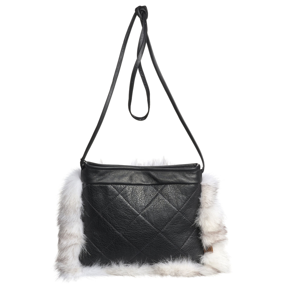 BONNIE F - FLAT CROSSBODY BAG W UPCYCLED FUR