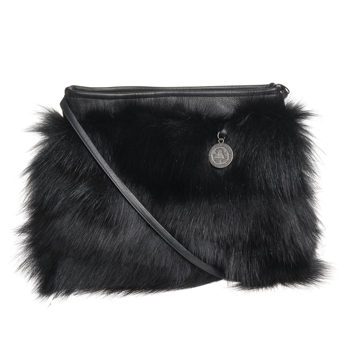BONNIE F - FLAT CROSSBODY BAG W UPCYCLED FUR