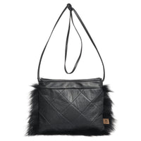 BONNIE F - FLAT CROSSBODY BAG W UPCYCLED FUR