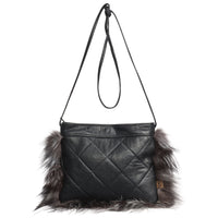 BONNIE F - FLAT CROSSBODY BAG W UPCYCLED FUR