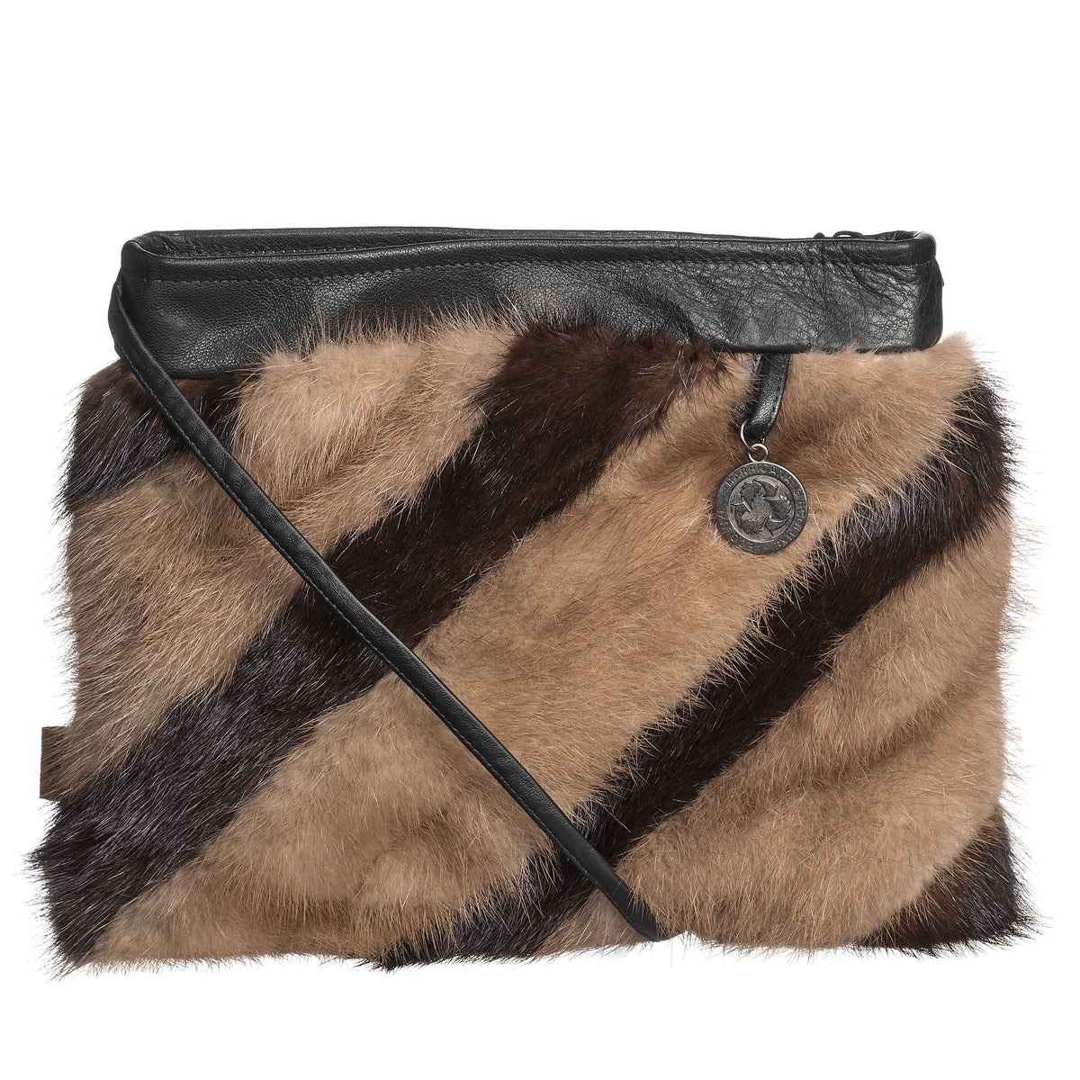BONNIE F - FLAT CROSSBODY BAG W UPCYCLED FUR