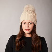 TUQUE EN CACHEMIRE RECYCLÉ POMPON FOURRURE RECYCLÉE
