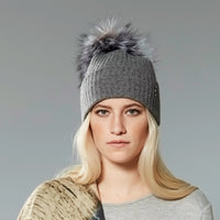 TUQUE EN CACHEMIRE RECYCLÉ POMPON FOURRURE RECYCLÉE